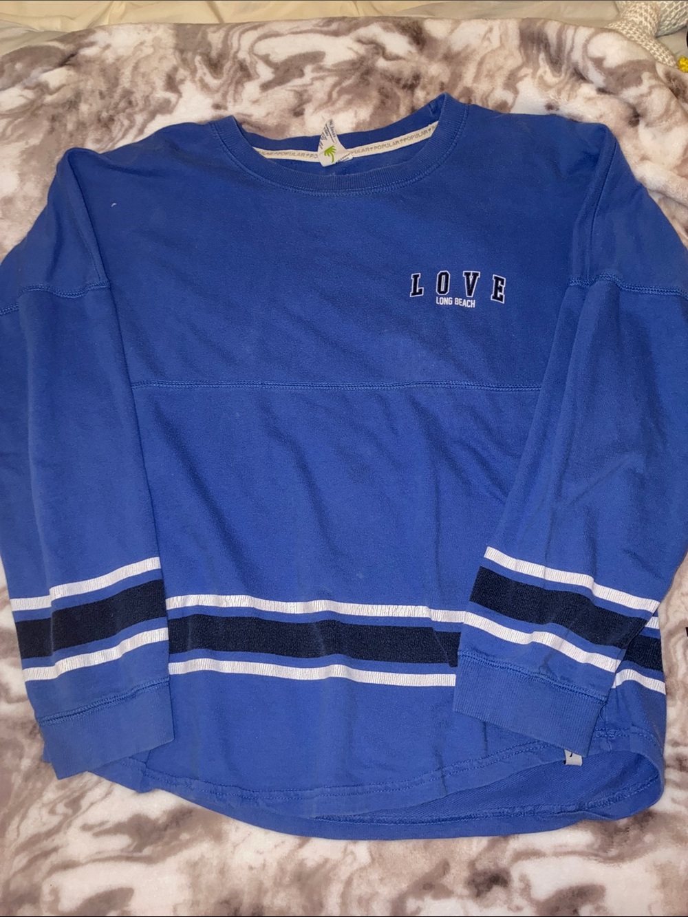 Love Long Beach blue crew neck sweater